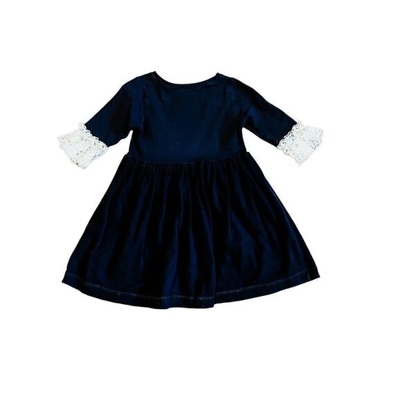 KPea Black Dress with White Lace Cuffs, Size 5 - Picture 4 of 4